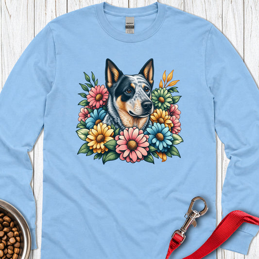 Blue Heeler Floral Long Sleeve — Carolina Blue