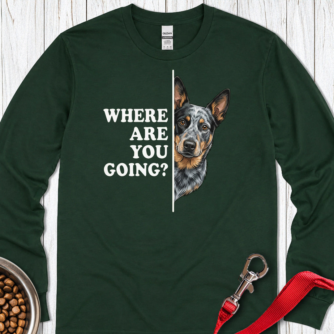 Blue Heeler Following Long Sleeve — Forest Green