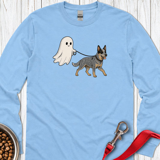 Blue Heeler Ghost Halloween Long Sleeve — Carolina Blue