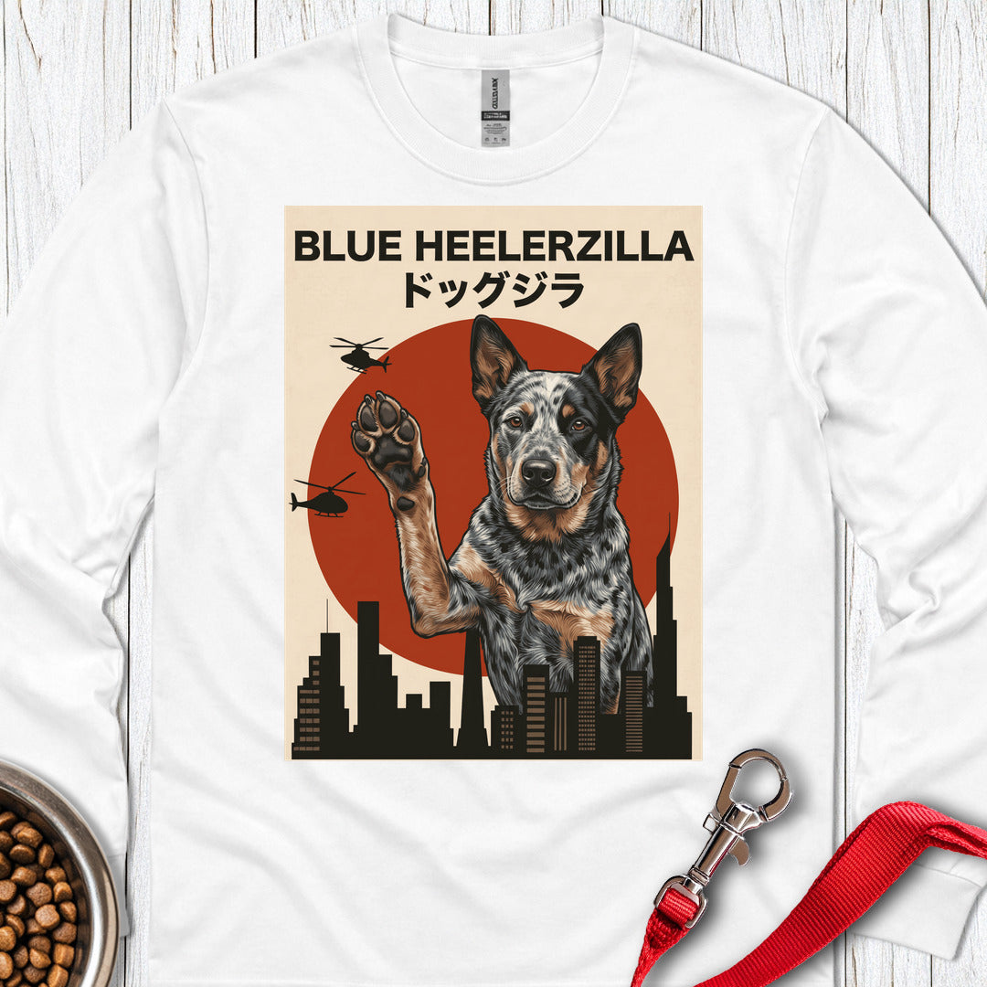 Blue Heeler Heelerzilla Long Sleeve — White