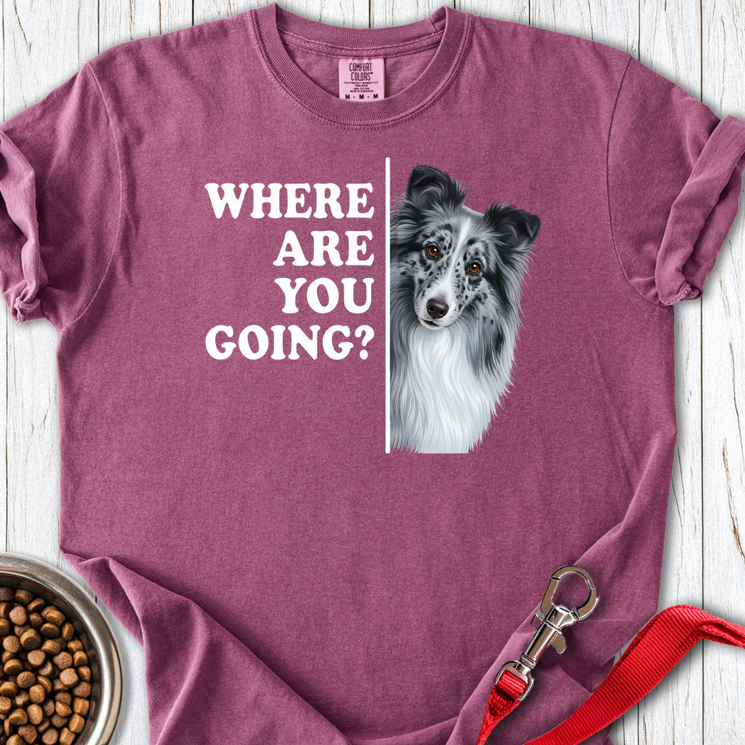 Blue Merle Shetland Sheepdog Where Are You Going Premium Tee Berry