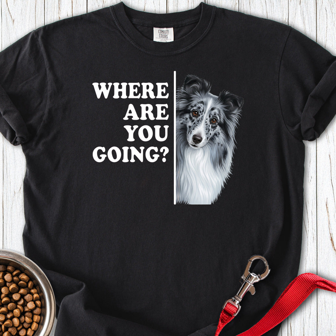 Blue Merle Shetland Sheepdog Where Are You Going Premium Tee Black