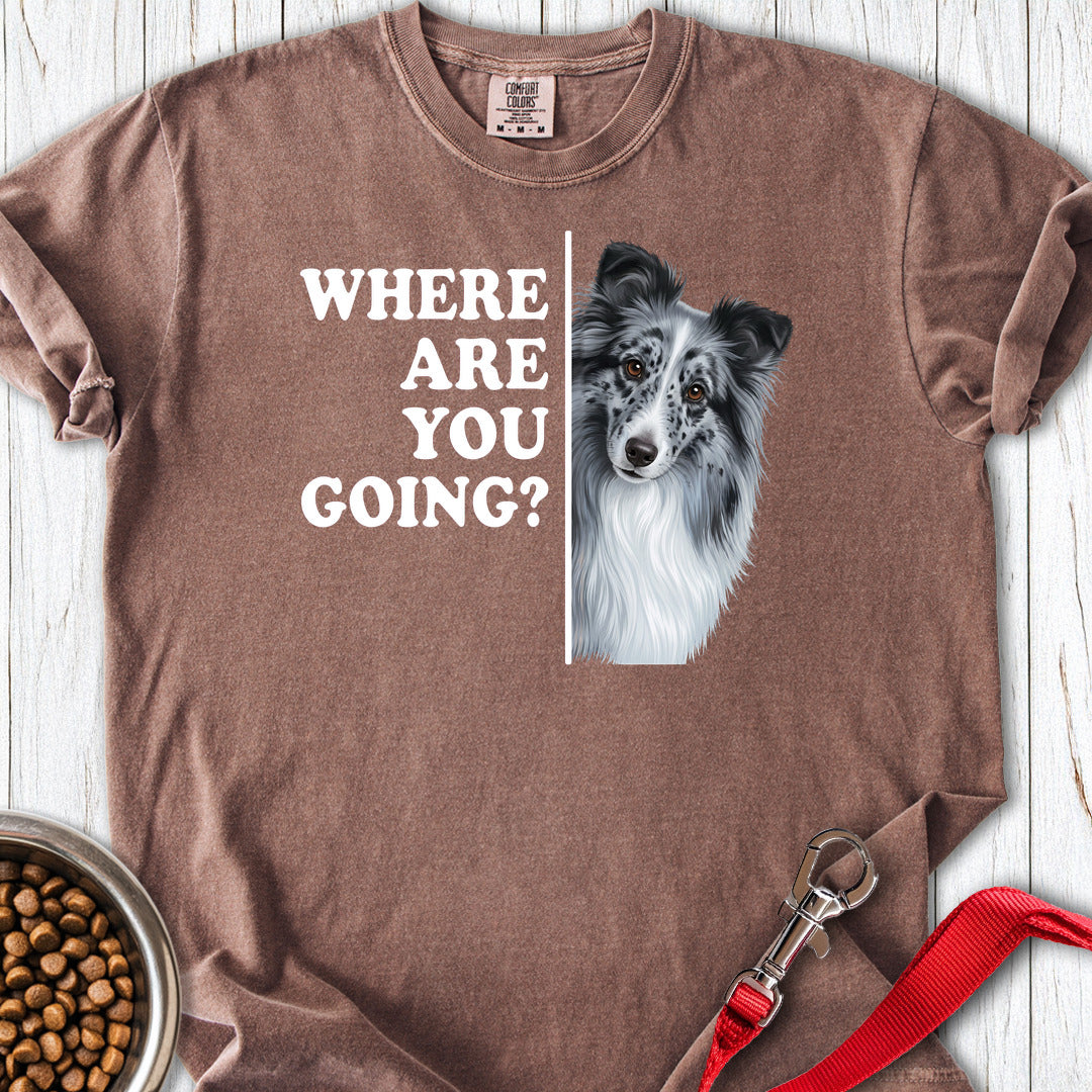 Blue Merle Shetland Sheepdog Where Are You Going Premium Tee Espresso
