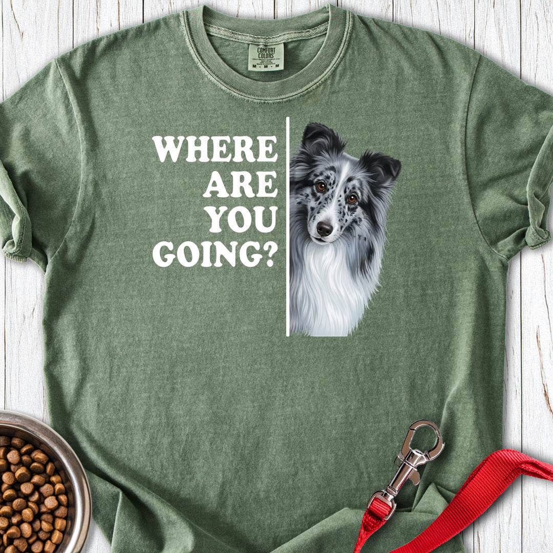 Blue Merle Shetland Sheepdog Where Are You Going Premium Tee Moss