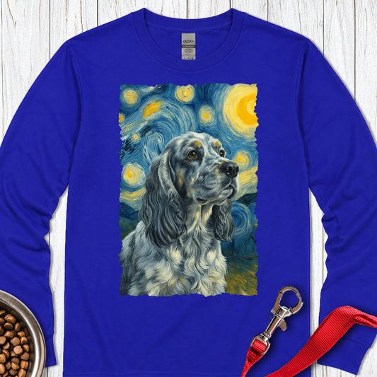 Blue Roan Cocker Spaniel Starry Night Long Sleeve — Royal