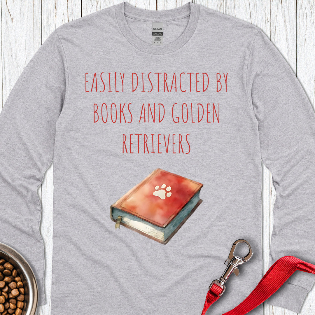 Books and Golden Retrievers Long Sleeve — Sport Grey