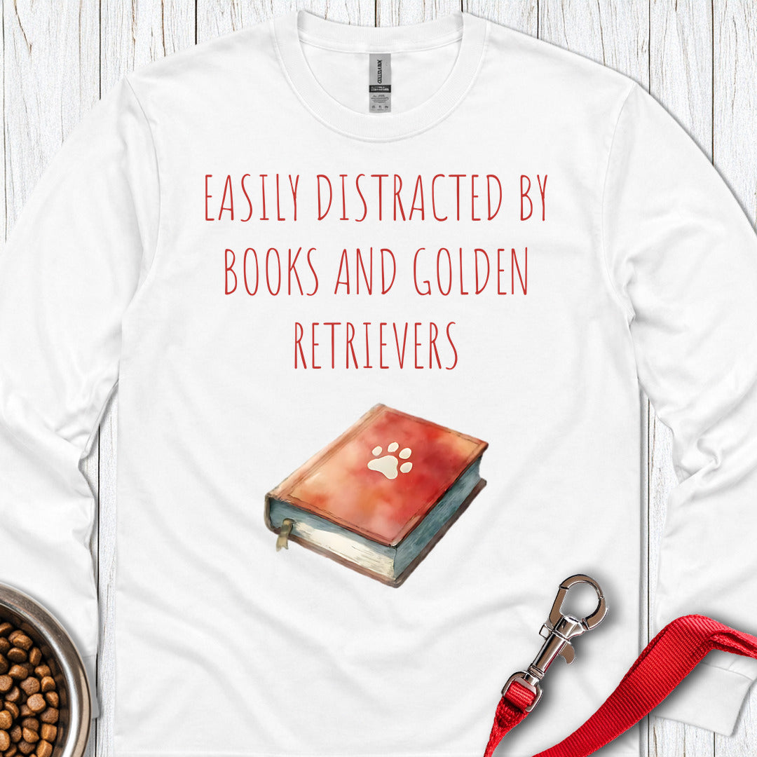 Books and Golden Retrievers Long Sleeve — White