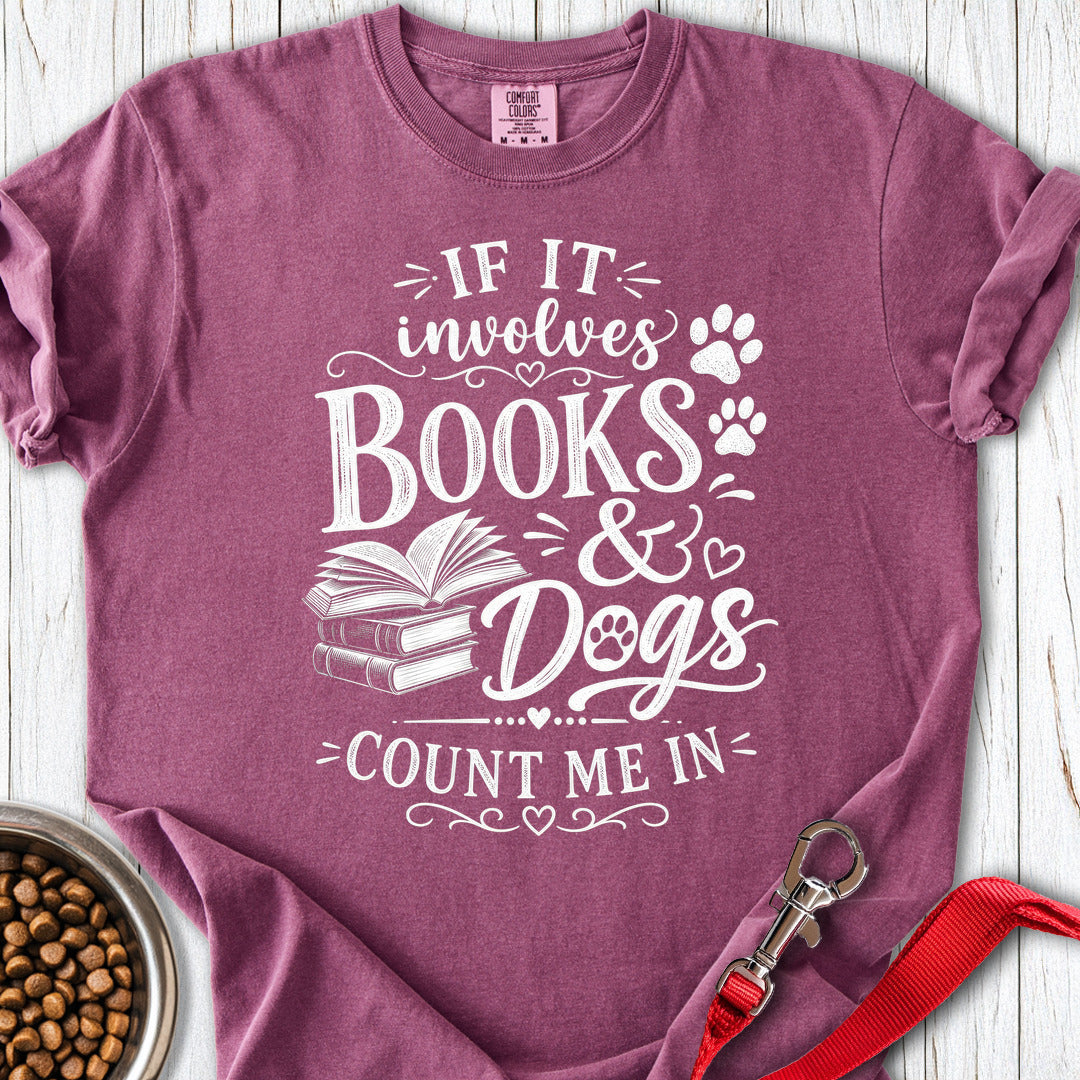 Books & Dogs Premium Tee — Berry