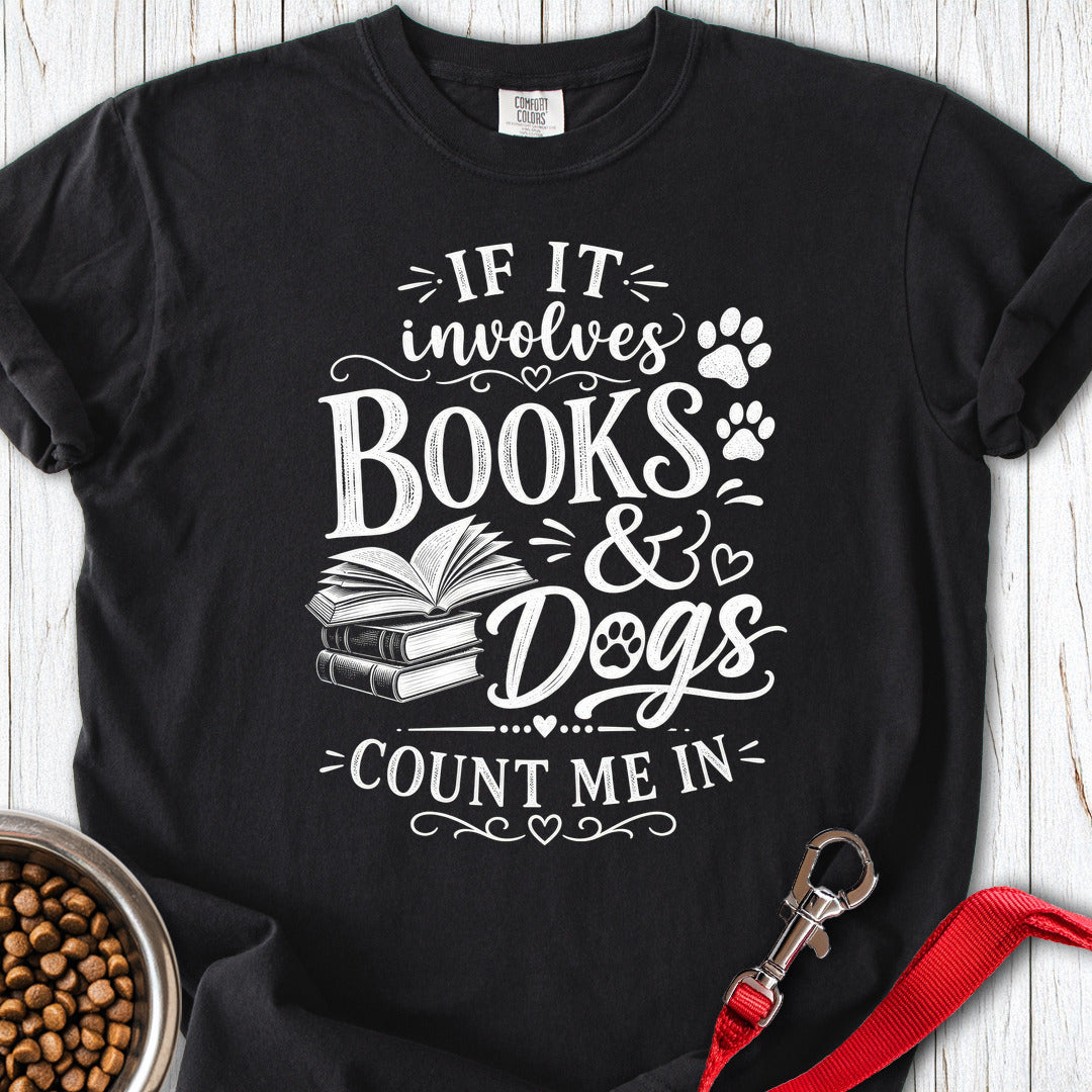 Books & Dogs Premium Tee — Black