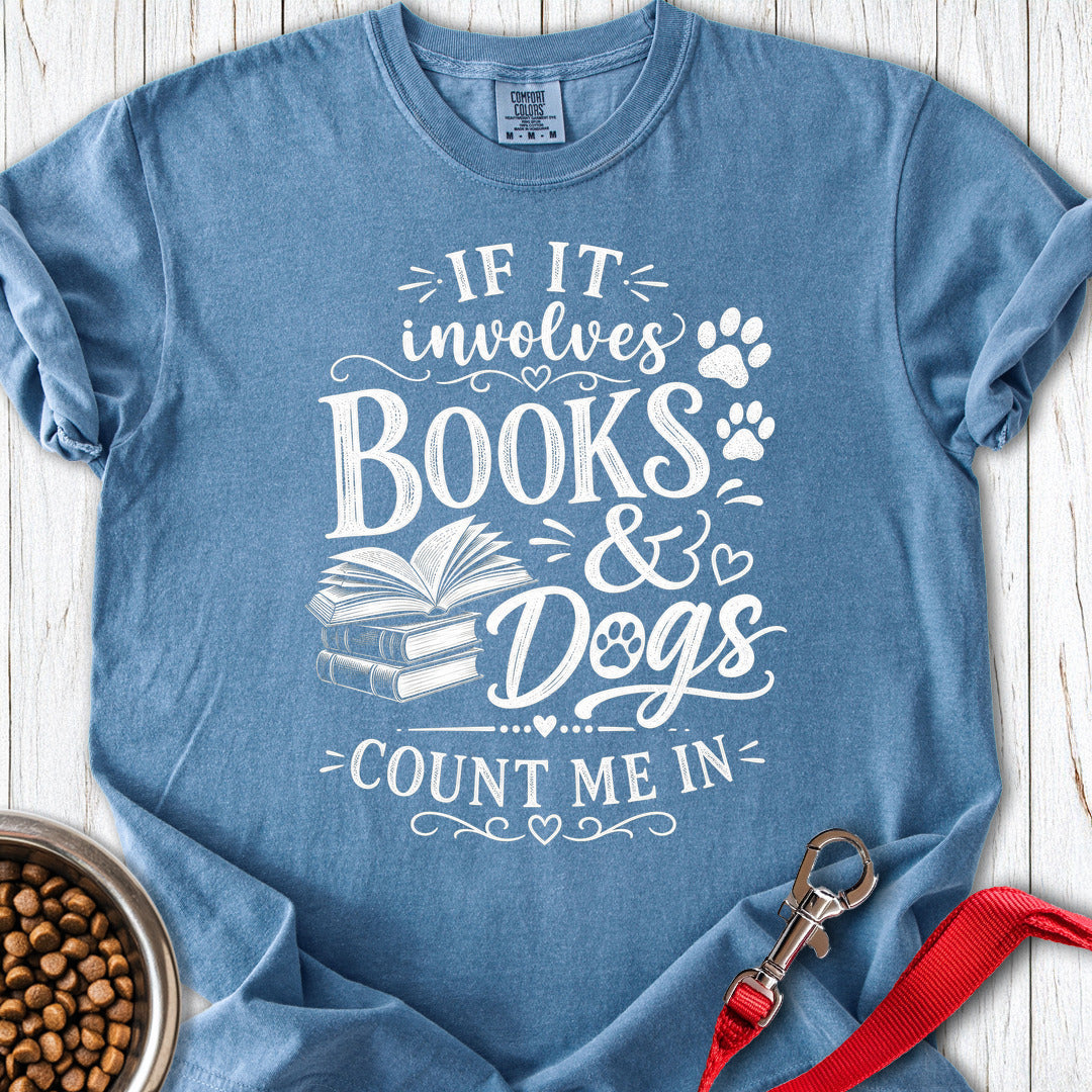 Books & Dogs Premium Tee — Blue Jean