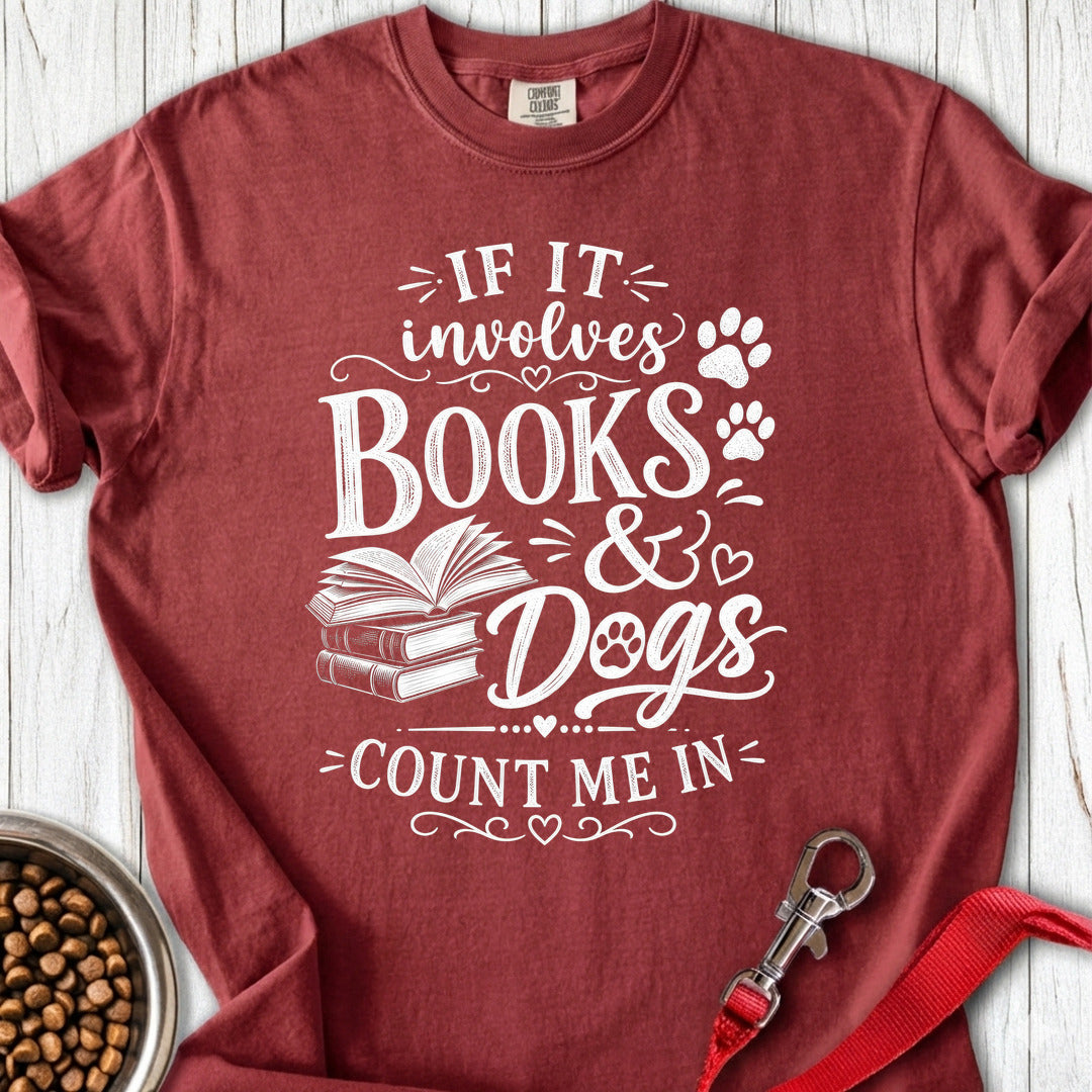 Books & Dogs Premium Tee — Brick