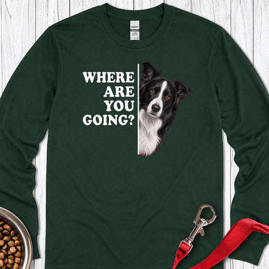 Border Collie Alert Long Sleeve — Forest Green