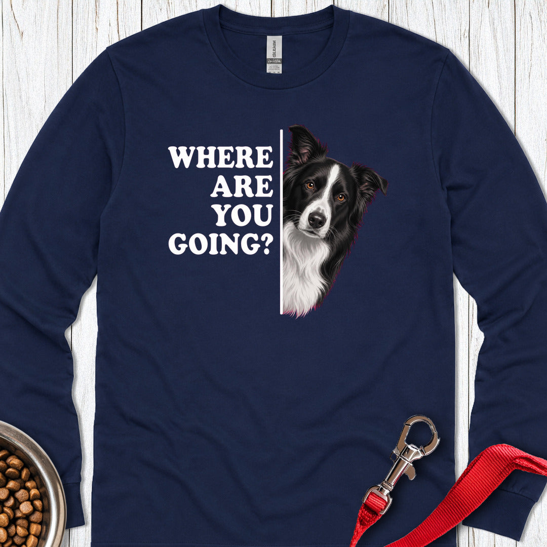 Border Collie Alert Long Sleeve — Navy