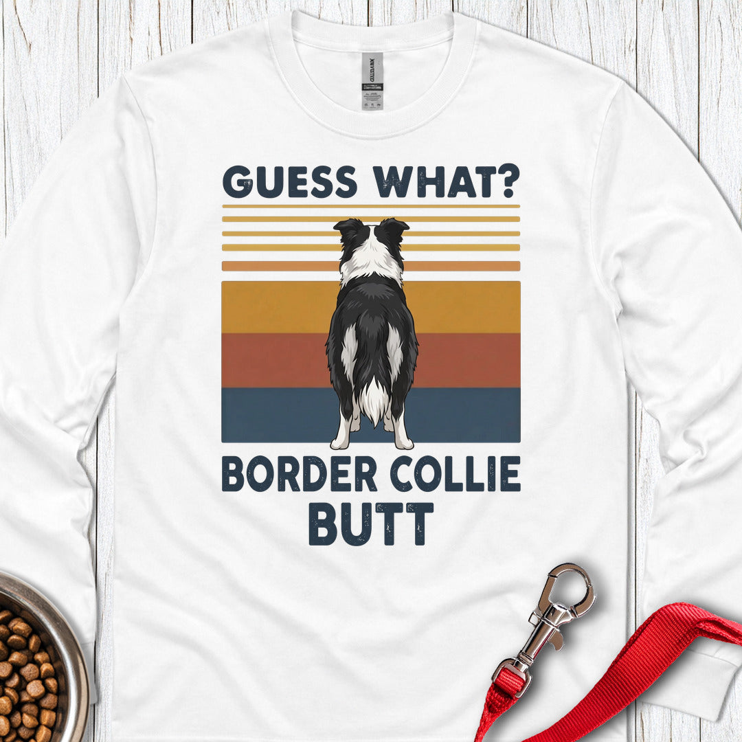 Border Collie Butt Long Sleeve — White