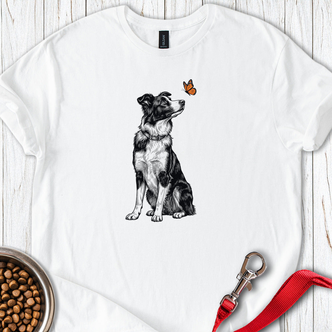 Border Collie Butterfly White