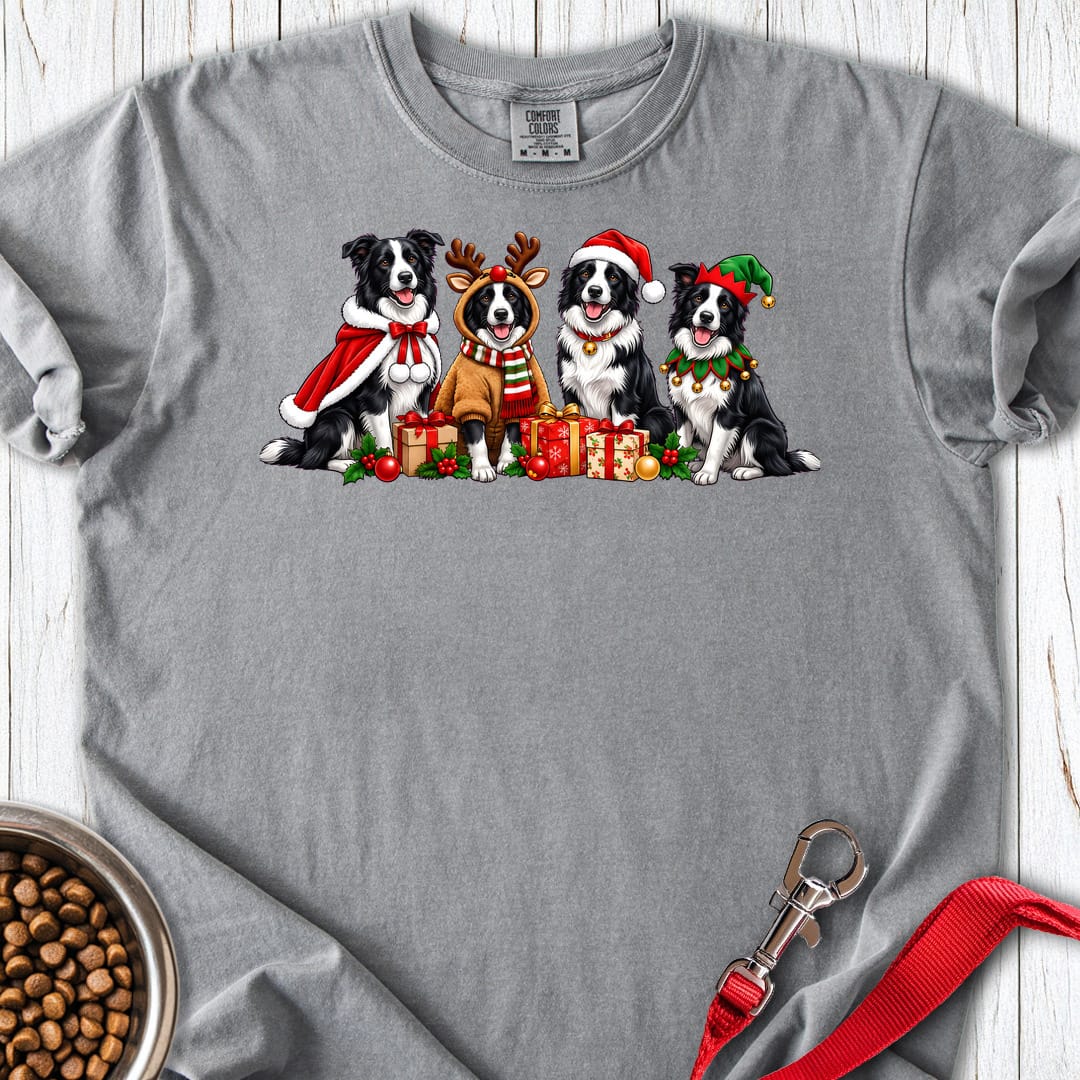 Border Collie Christmas Group Premium Tee — Grey