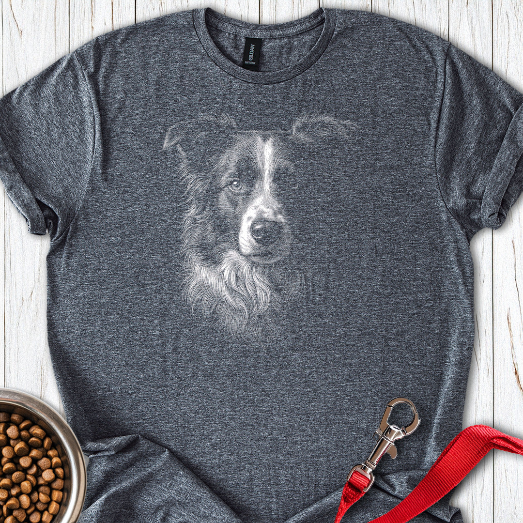 Border Collie Engraved — Dark Heather