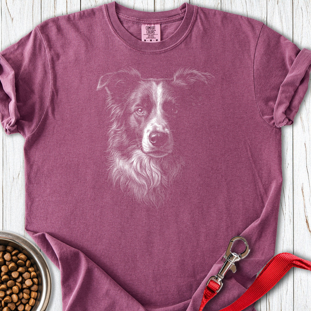 Border Collie Engraved Premium Tee — Berry