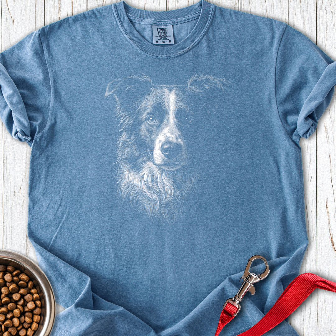 Border Collie Engraved Premium Tee — Blue Jean