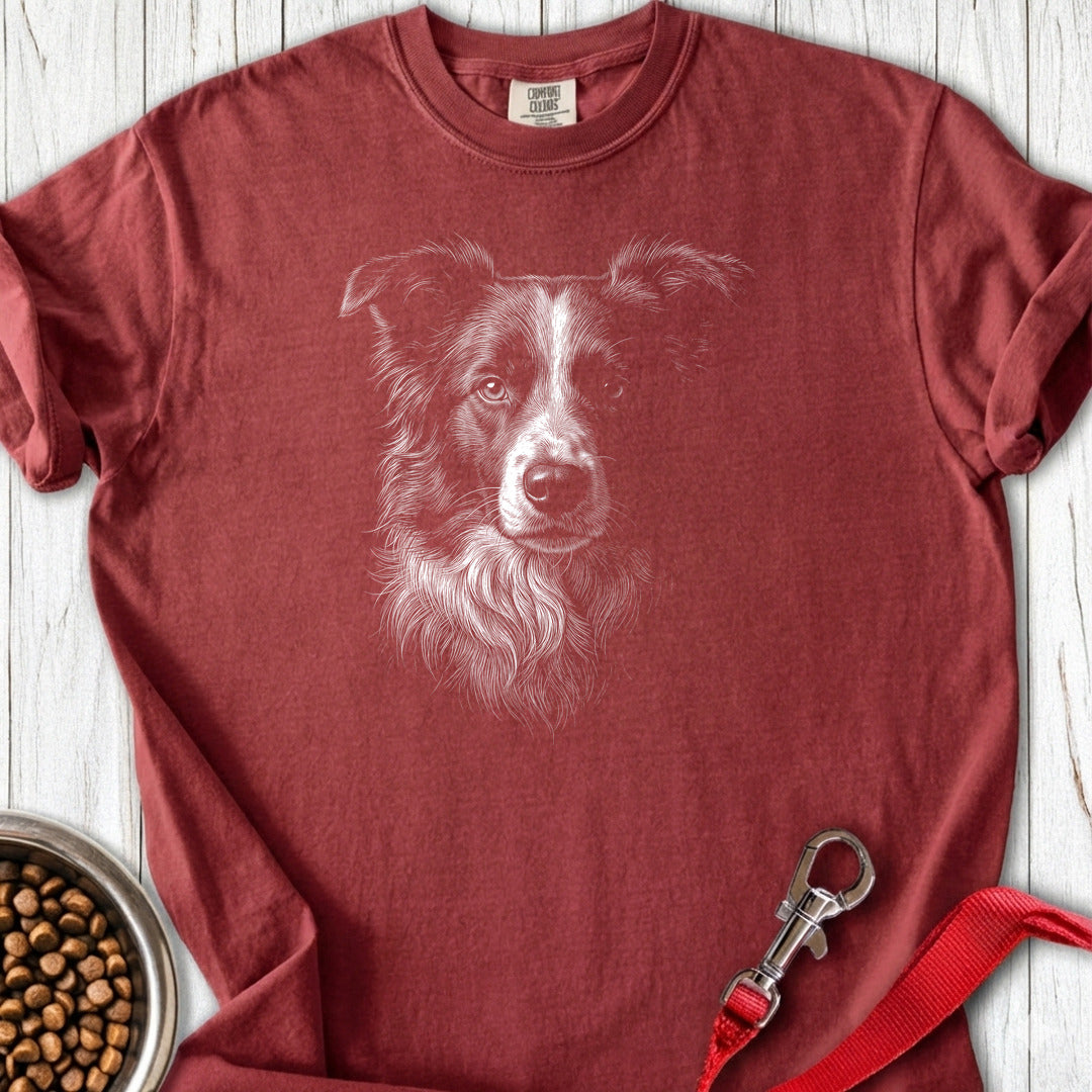 Border Collie Engraved Premium Tee — Brick