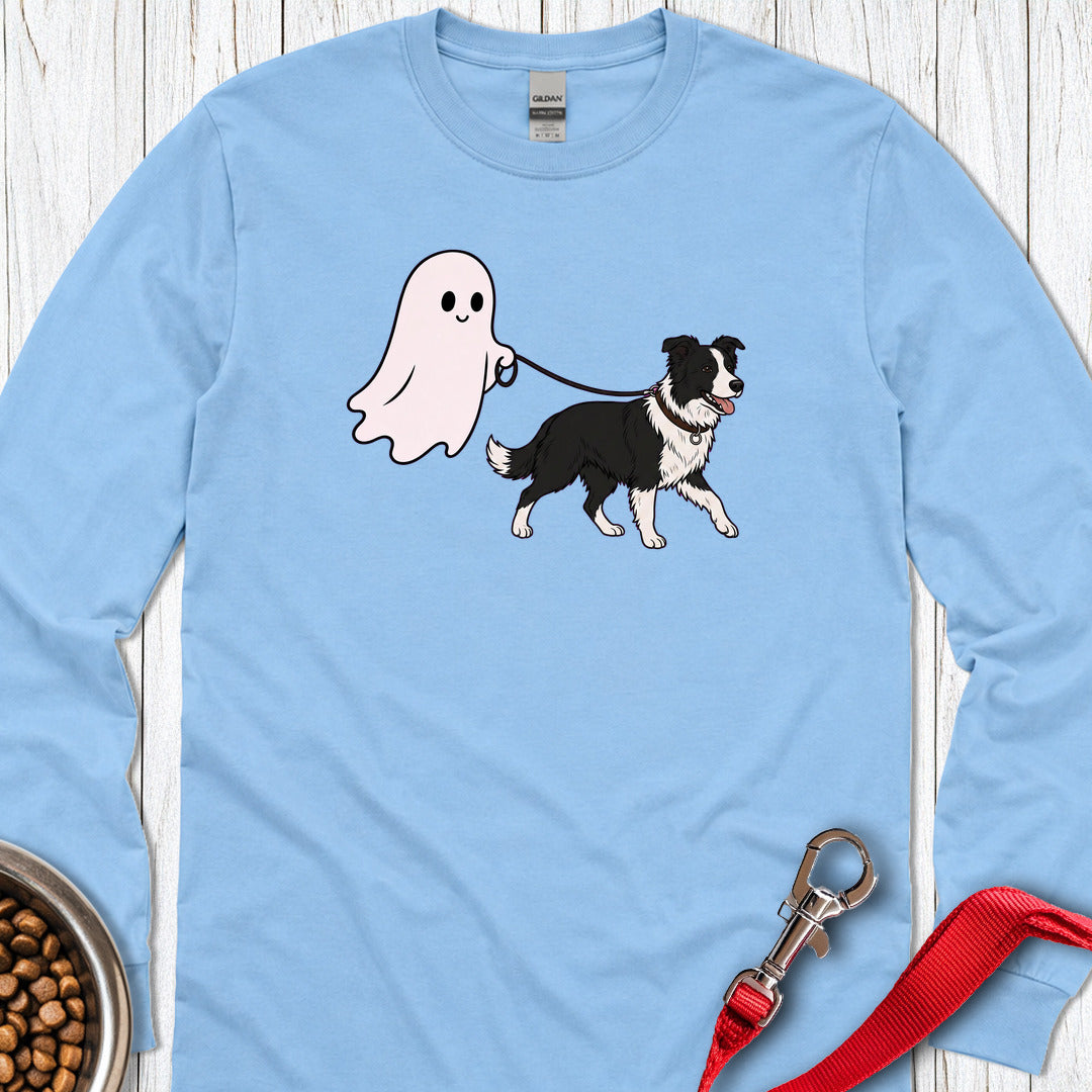 Border Collie Ghost Long Sleeve — Carolina Blue