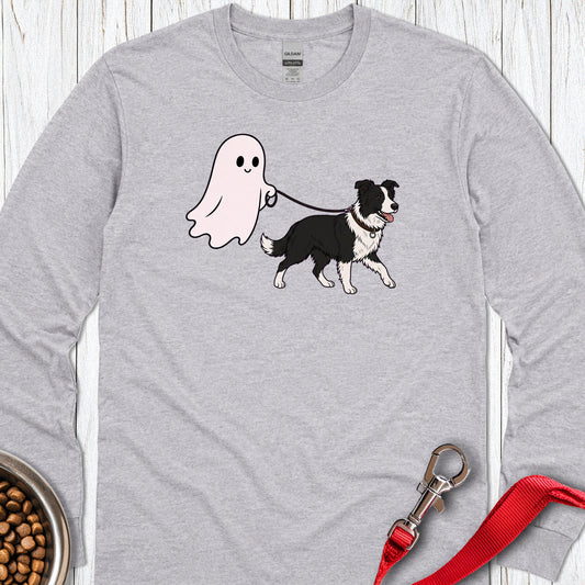 Border Collie Ghost Long Sleeve — Sport Grey