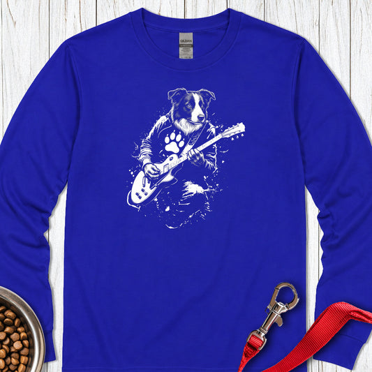 Border Collie Guitar Long Sleeve — Royal