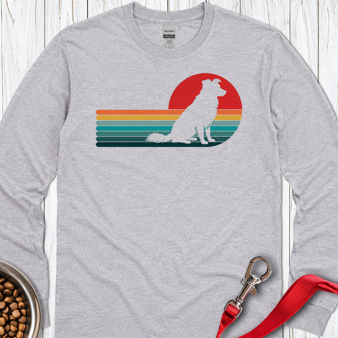 Border Collie Retro Long Sleeve — Sport Grey