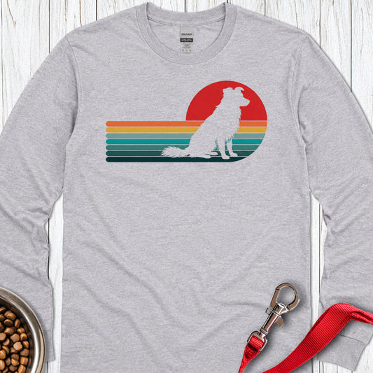 Border Collie Retro Long Sleeve — Sport Grey