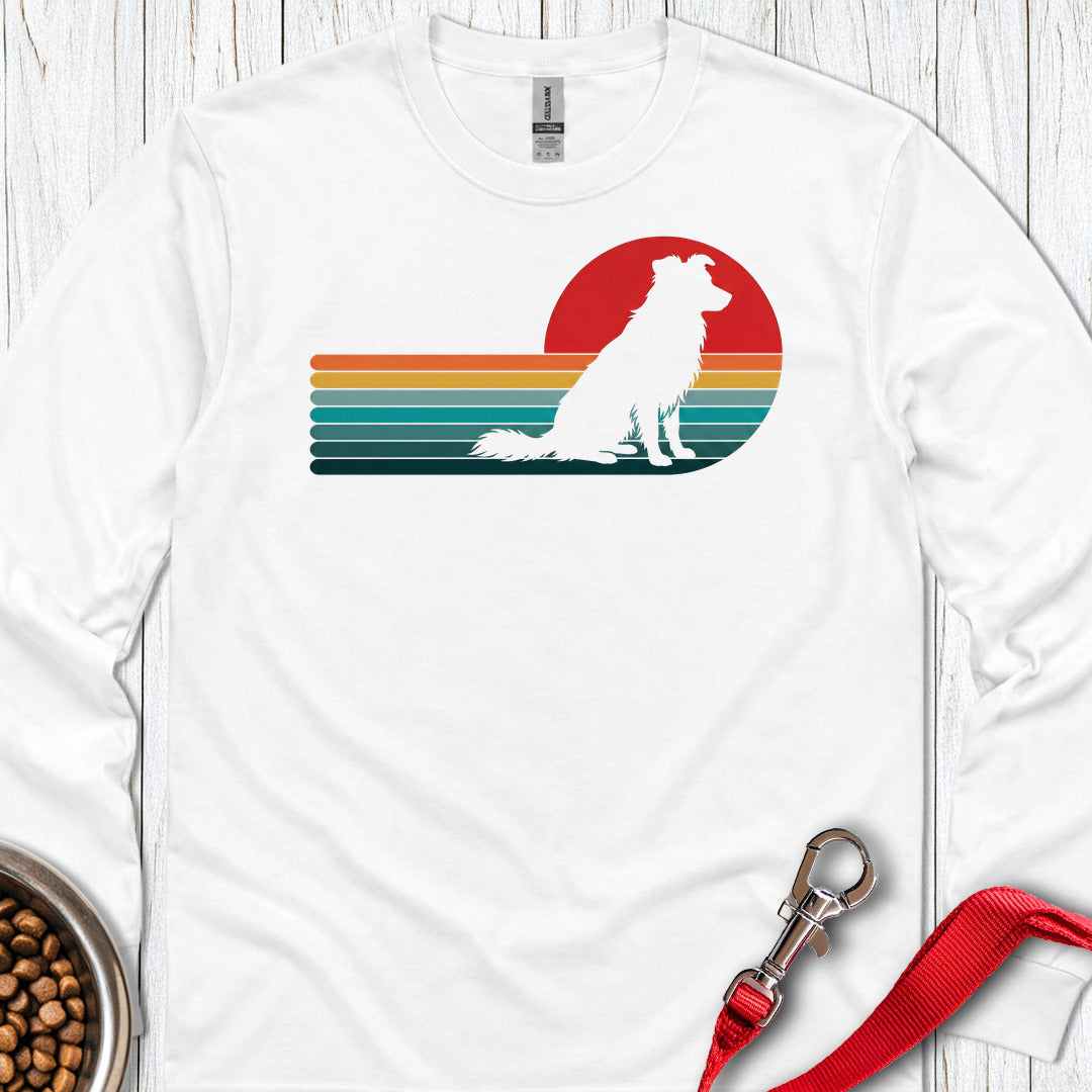 Border Collie Retro Long Sleeve — White