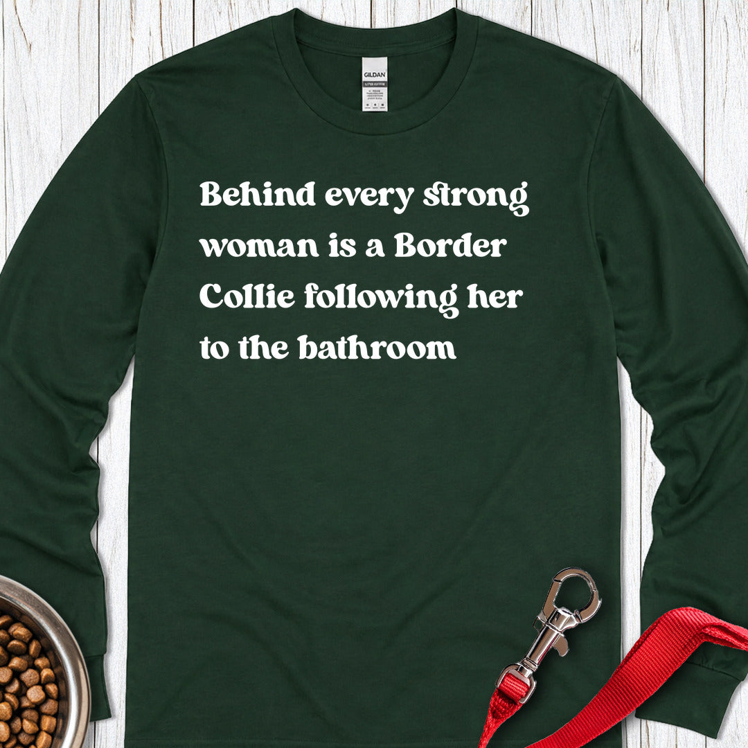 Border Collie Strong Woman Long Sleeve — Forest Green