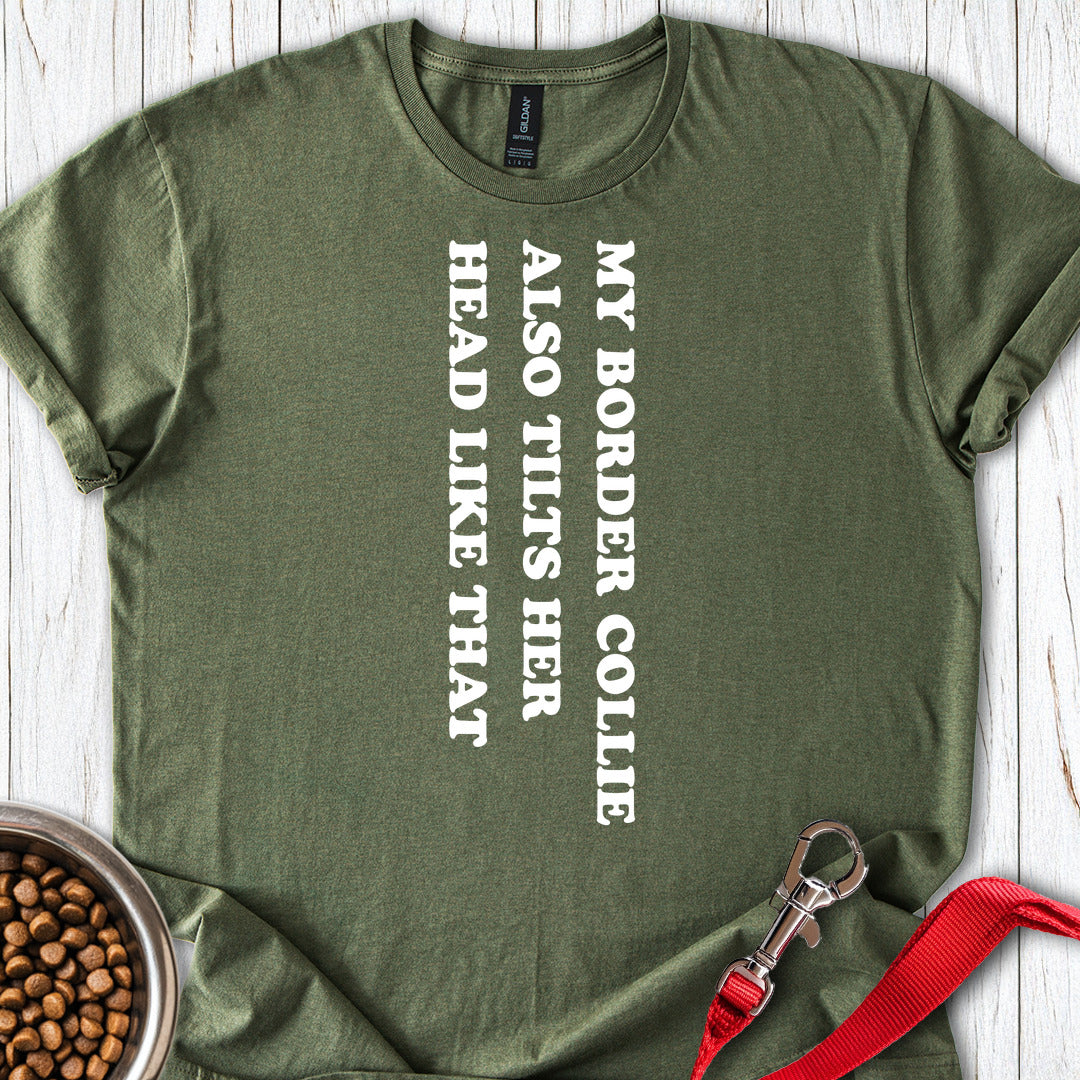Border Collie Tilt Her Head — Military Green