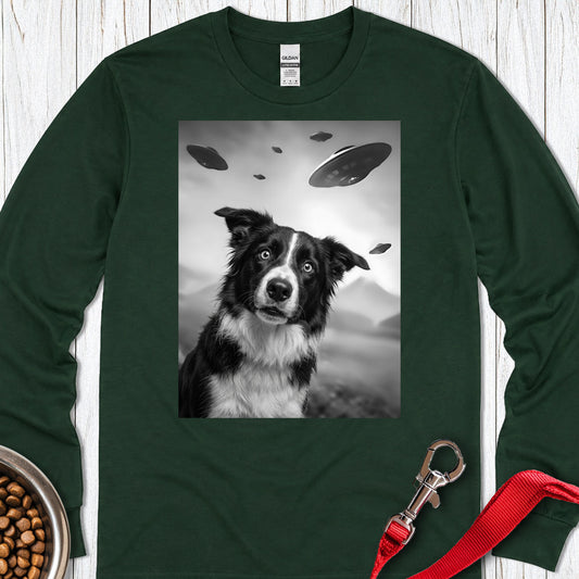 Border Collie UFO Long Sleeve — Forest Green
