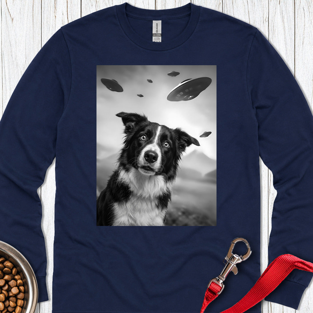 Border Collie UFO Long Sleeve — Navy