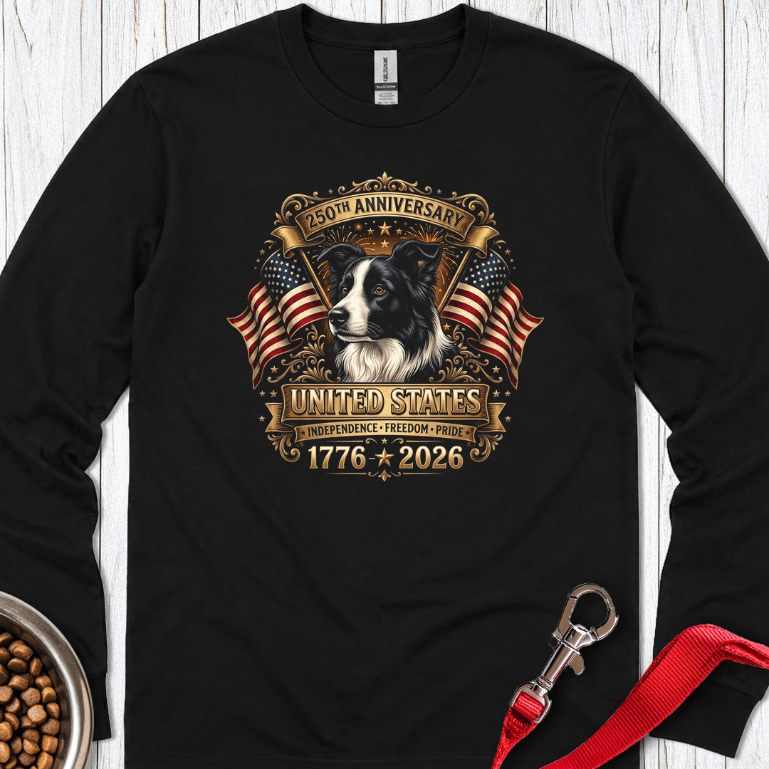 Border Collie USA 250 Anniversary Long Sleeve — Black