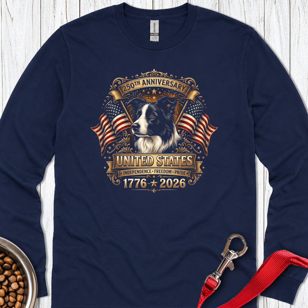 Border Collie USA 250 Anniversary Long Sleeve — Navy
