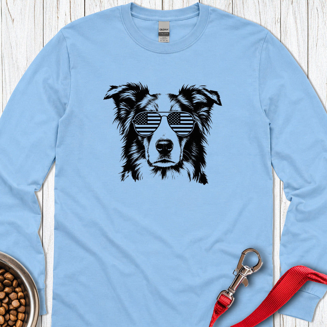 Border Collie USA Long Sleeve — Carolina Blue