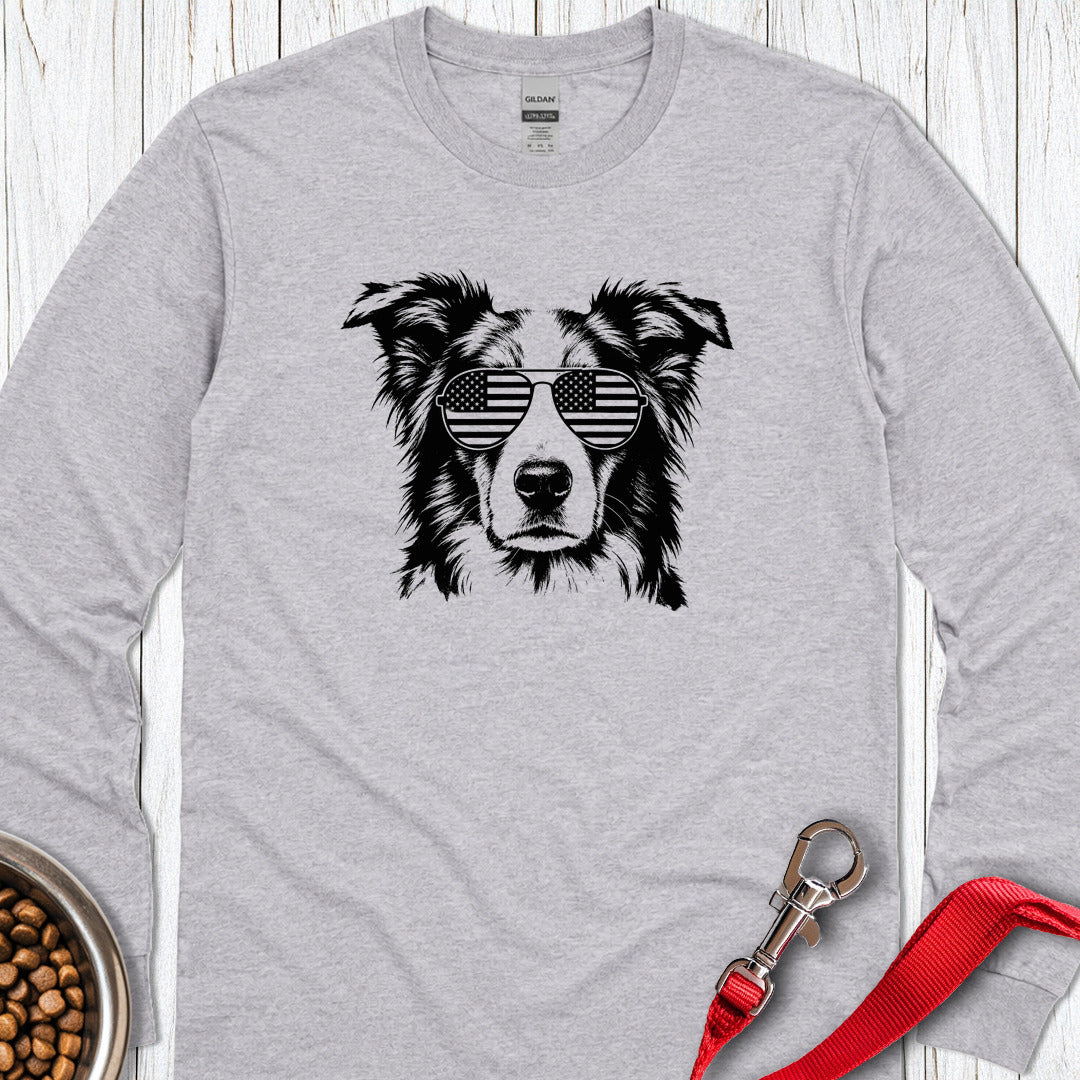 Border Collie USA Long Sleeve — Sport Grey