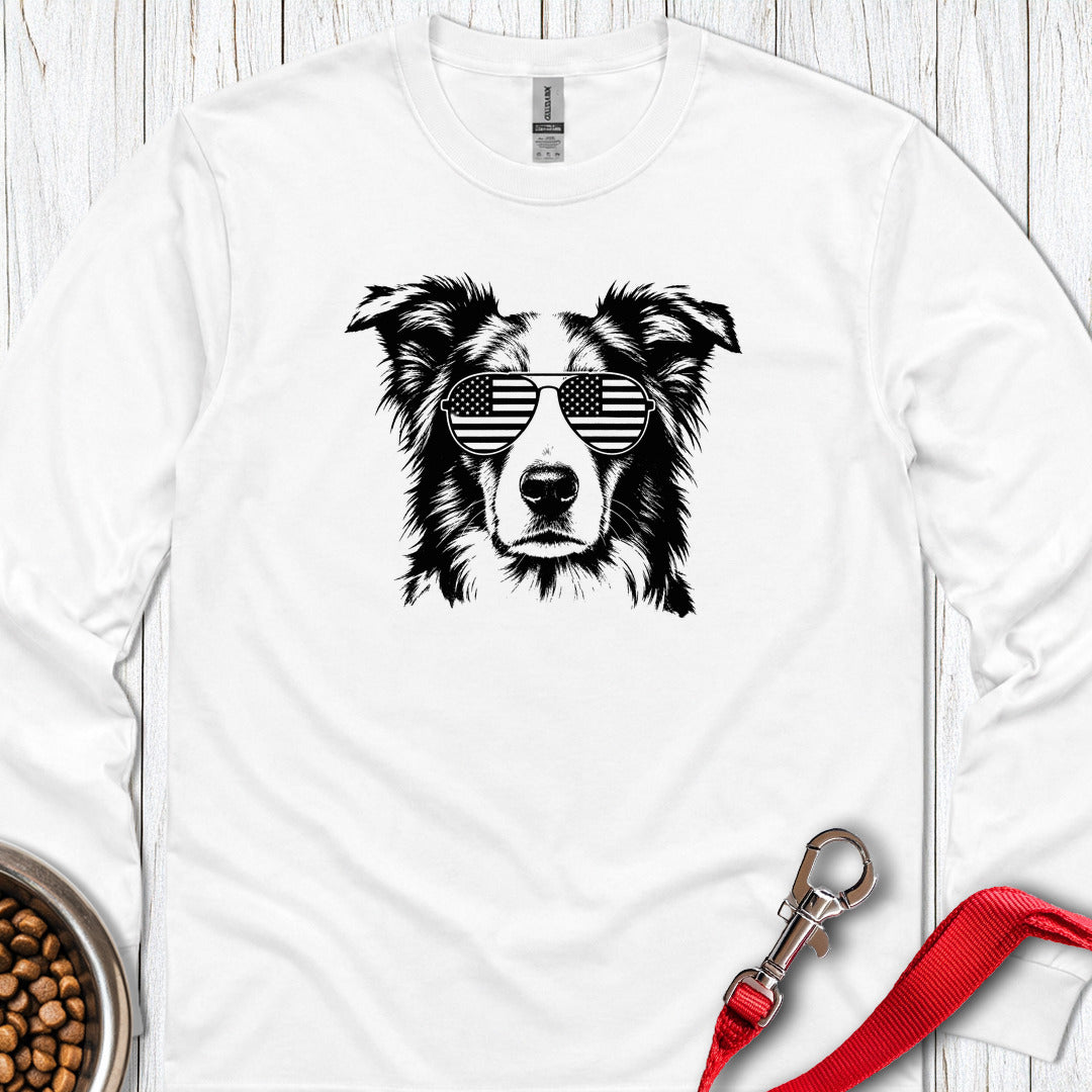 Border Collie USA Long Sleeve — White