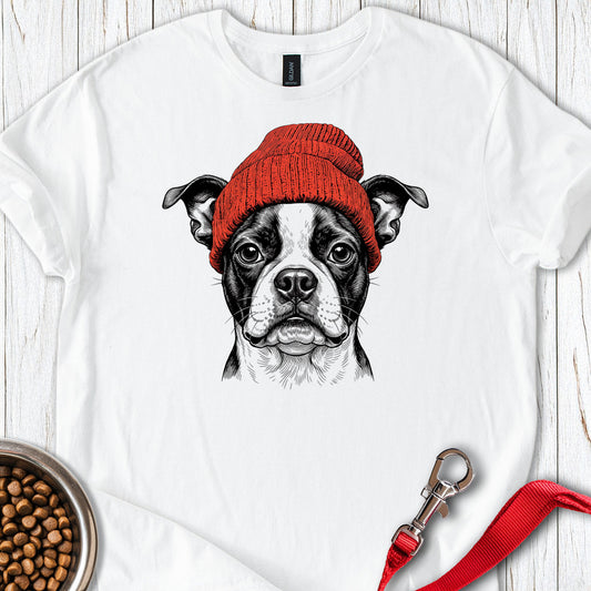 Boston Terrier Beanie — White