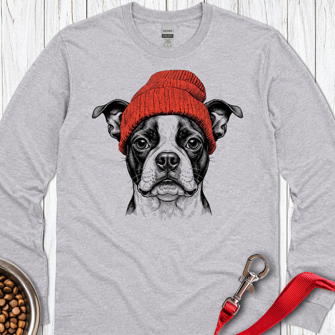 Boston Terrier Beanie Long Sleeve — Sport Grey