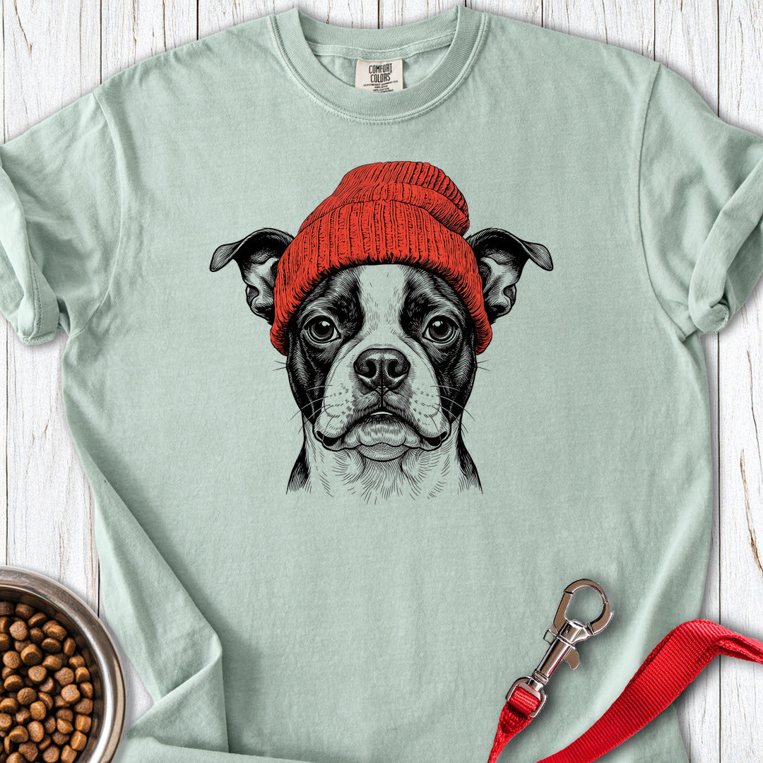 Boston Terrier Beanie Premium Tee — Bay