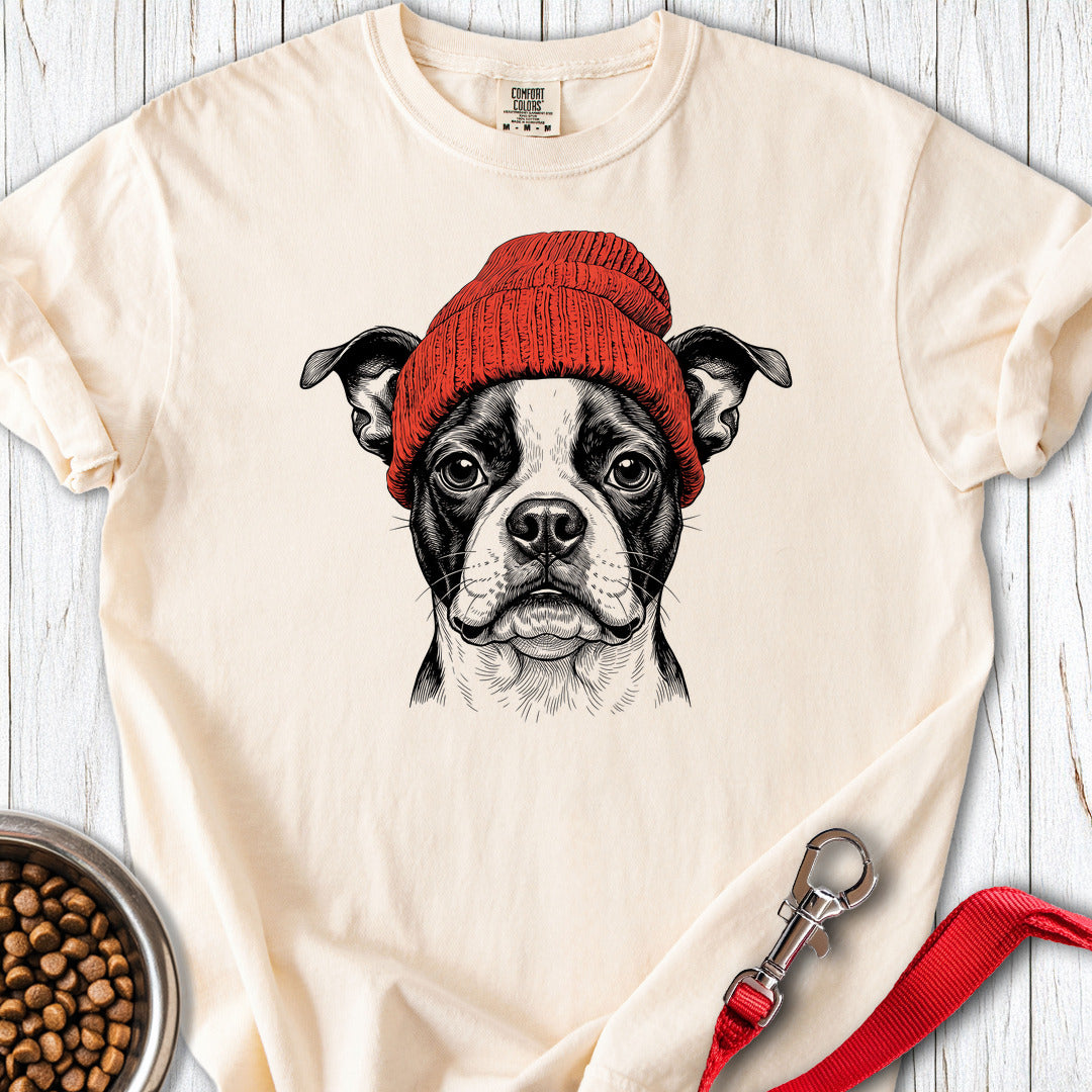 Boston Terrier Beanie Premium Tee — Ivory