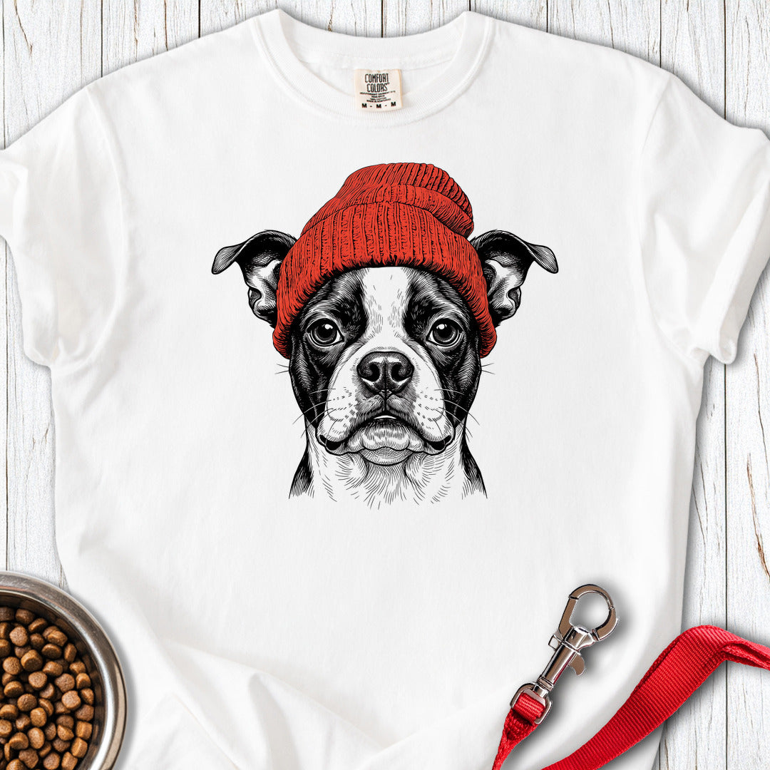Boston Terrier Beanie Premium Tee — White