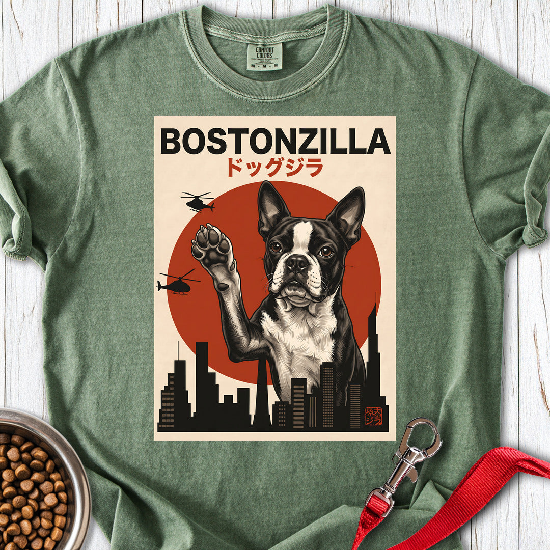 Boston Terrier Bostonzilla Premium Tee — Moss