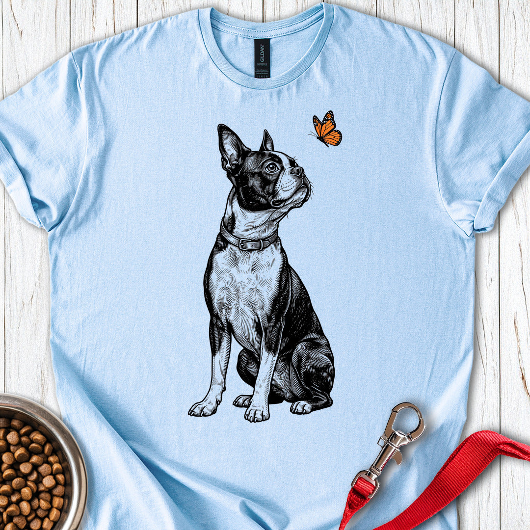 Boston Terrier Butterfly — Light Blue