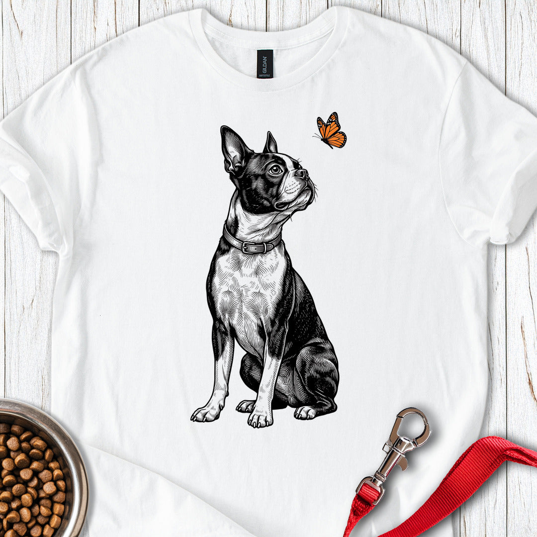 Boston Terrier Butterfly — White