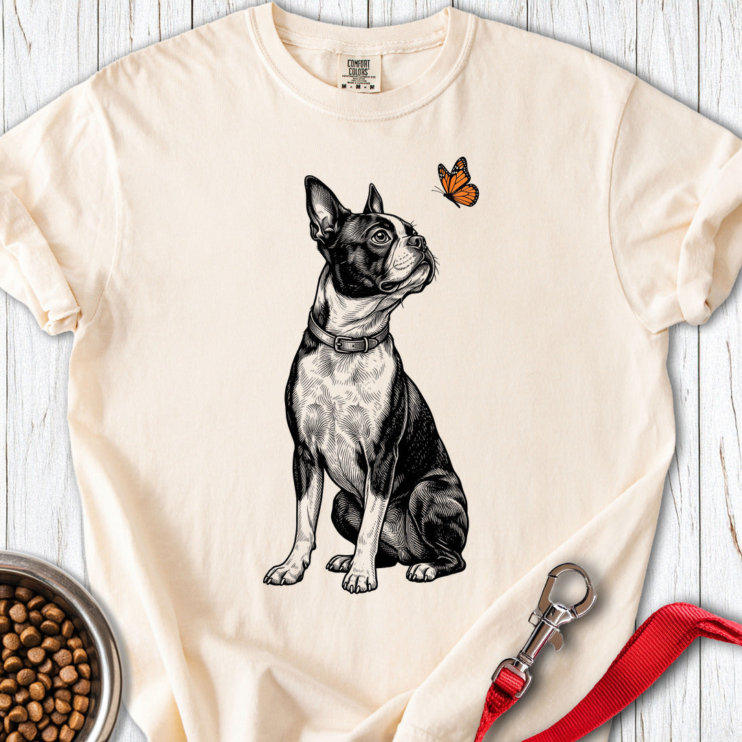 Boston Terrier Butterfly Premium Tee — Ivory