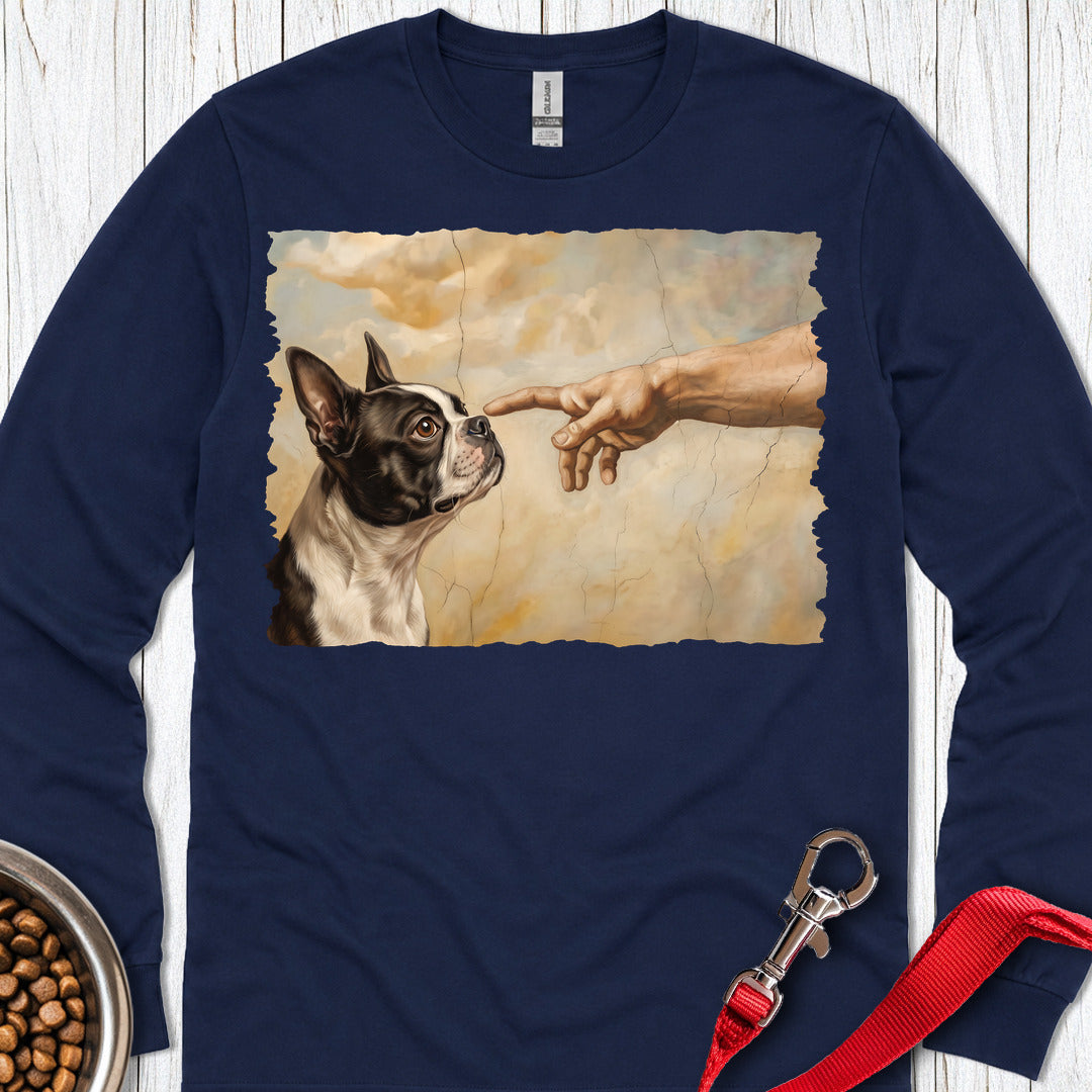 Boston Terrier Creation Long Sleeve — Navy