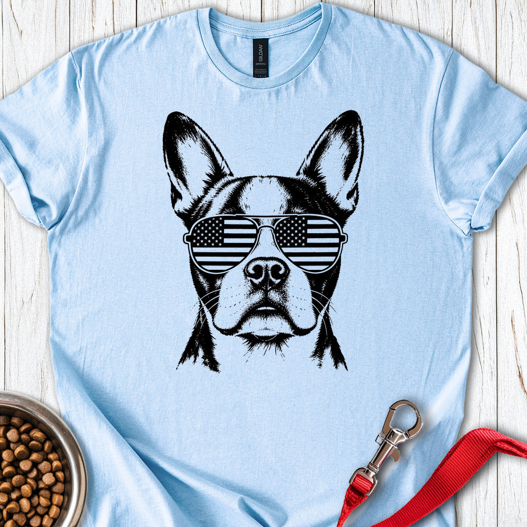 Boston Terrier Flag Shades — Light Blue